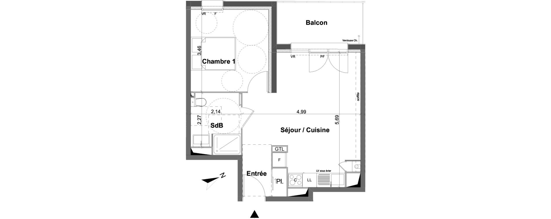 Appartement T2 de 42,58 m2 &agrave; Saran Centre