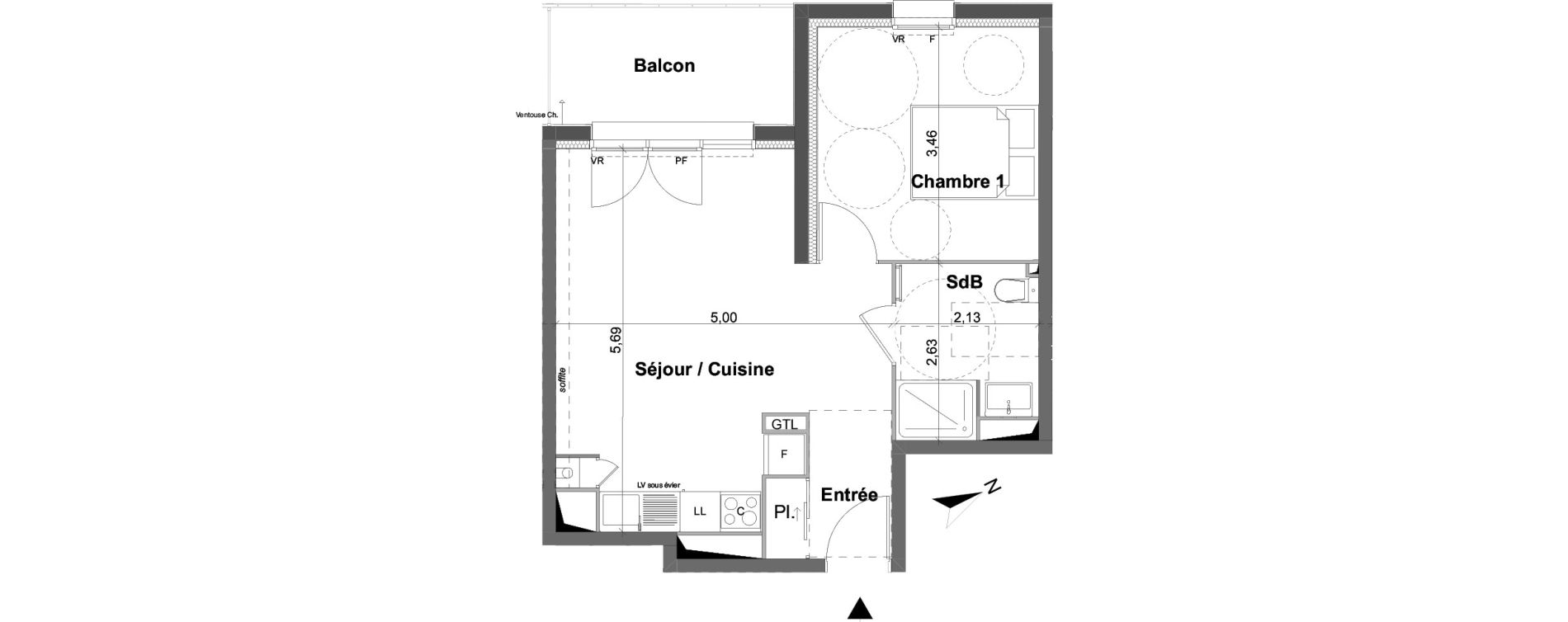 Appartement T2 de 42,64 m2 &agrave; Saran Centre