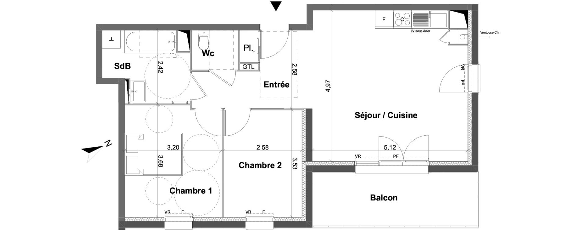 Appartement T3 de 61,42 m2 &agrave; Saran Centre