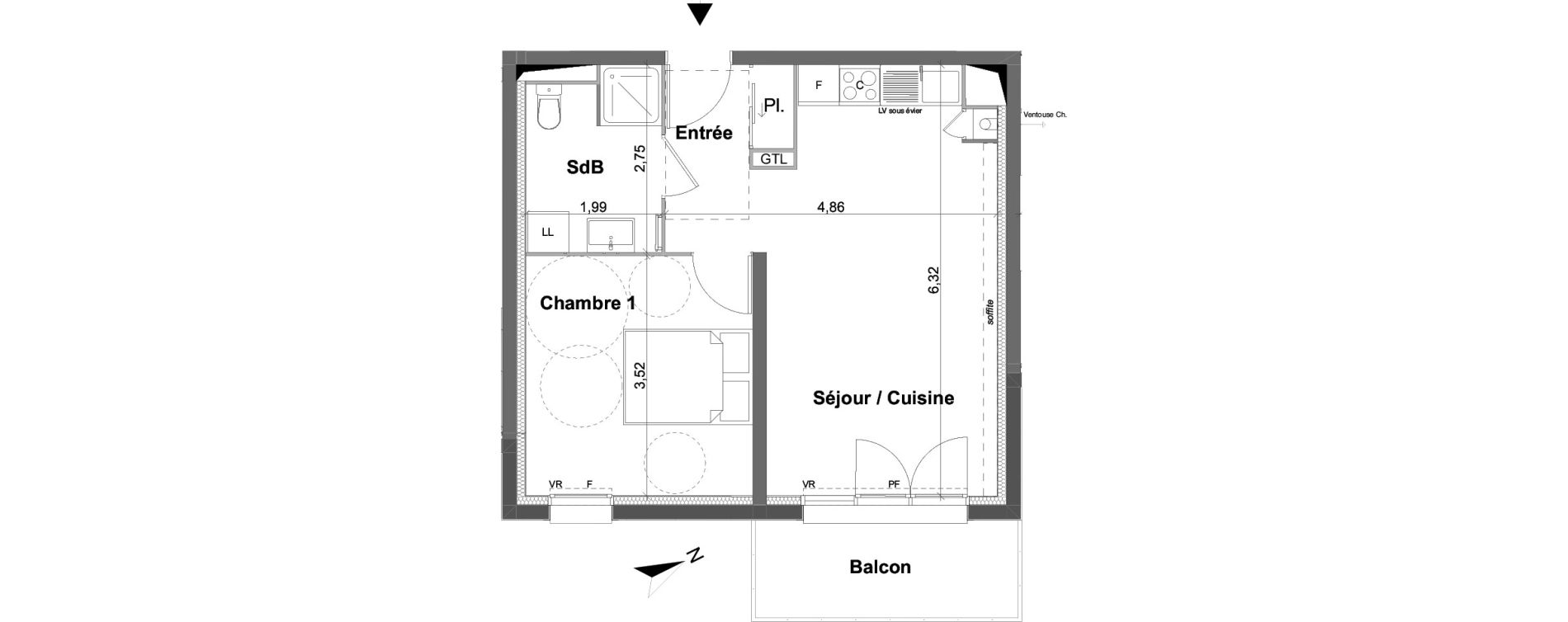 Appartement T2 de 41,70 m2 &agrave; Saran Centre