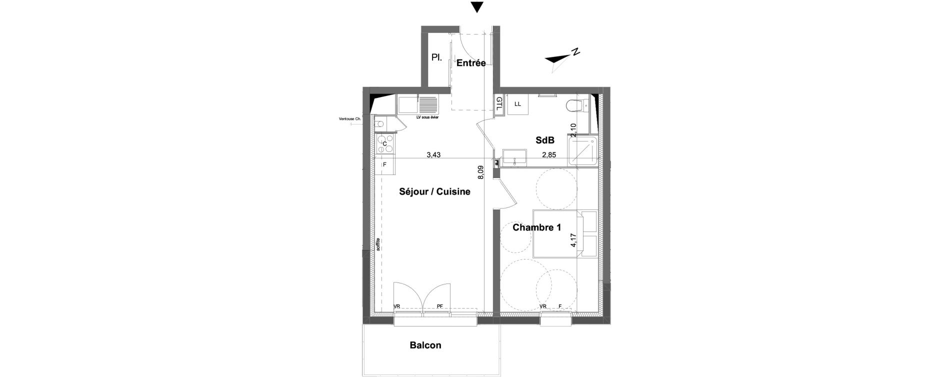 Appartement T2 de 42,09 m2 &agrave; Saran Centre