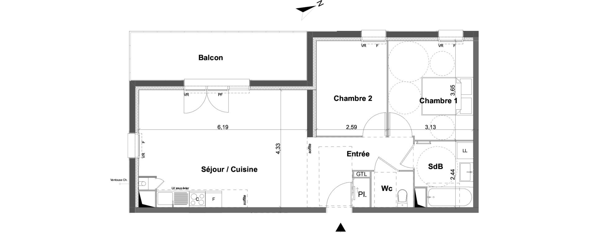 Appartement T3 de 61,46 m2 &agrave; Saran Centre