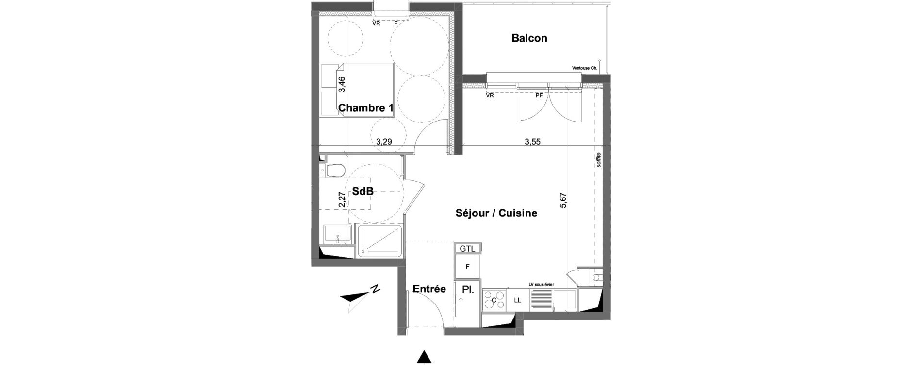 Appartement T2 de 42,53 m2 &agrave; Saran Centre