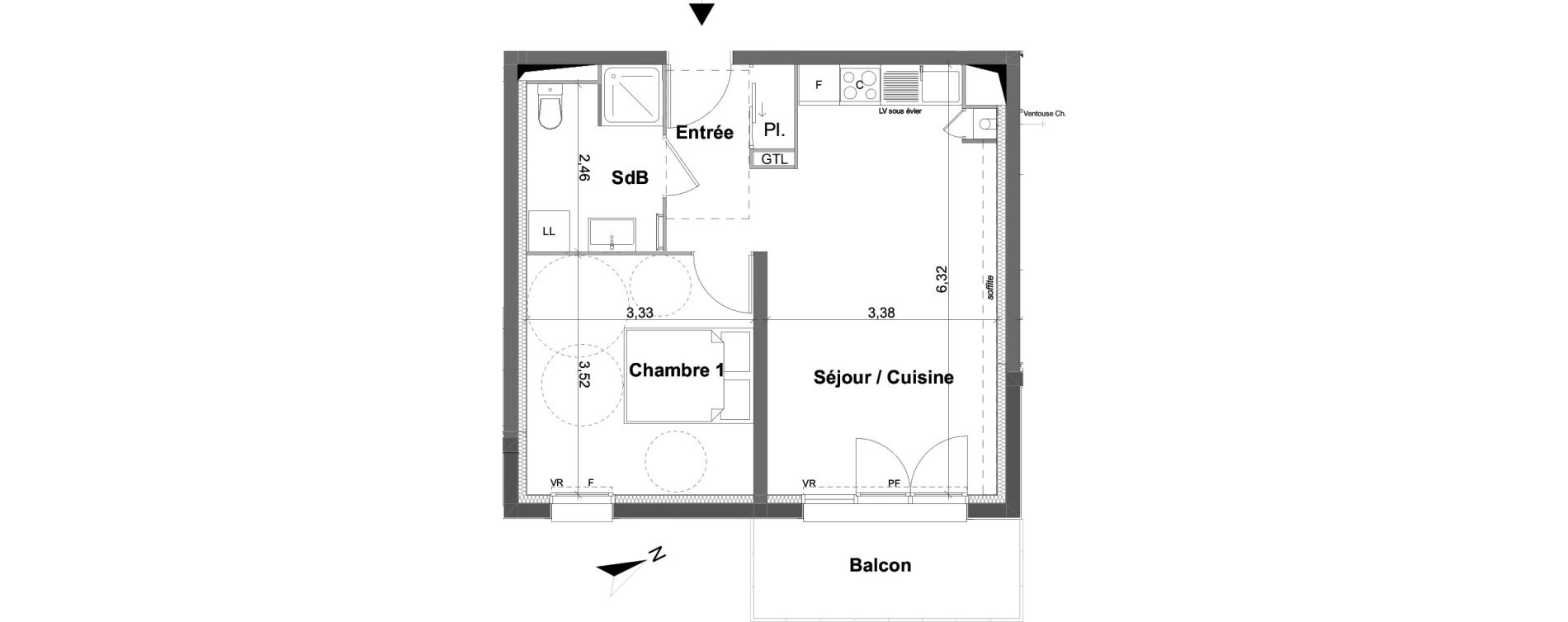 Appartement T2 de 41,70 m2 &agrave; Saran Centre