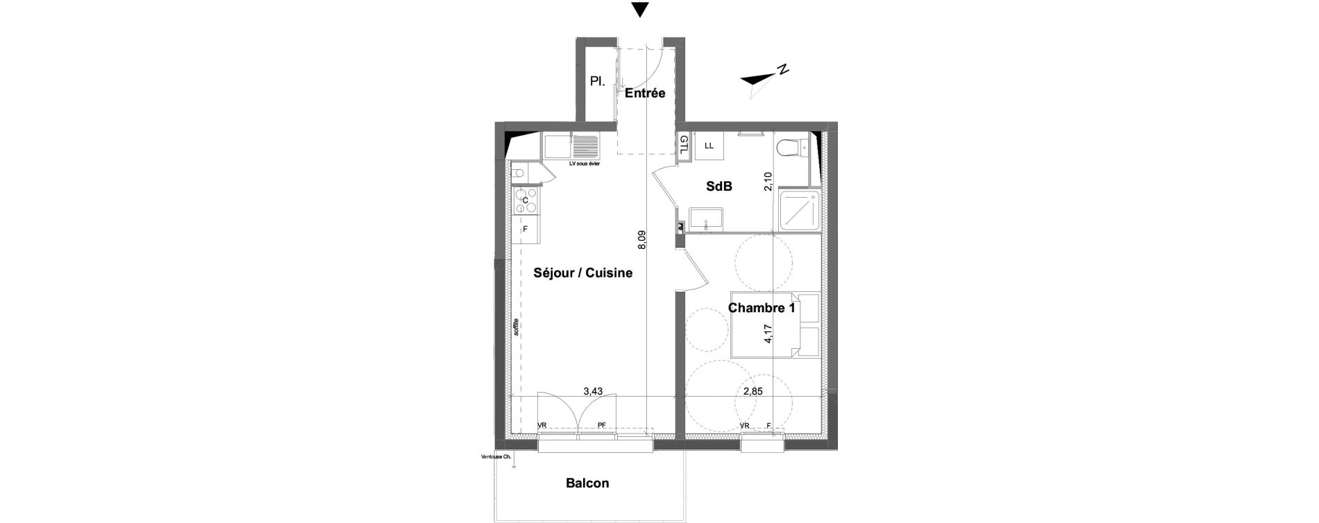 Appartement T2 de 42,08 m2 &agrave; Saran Centre