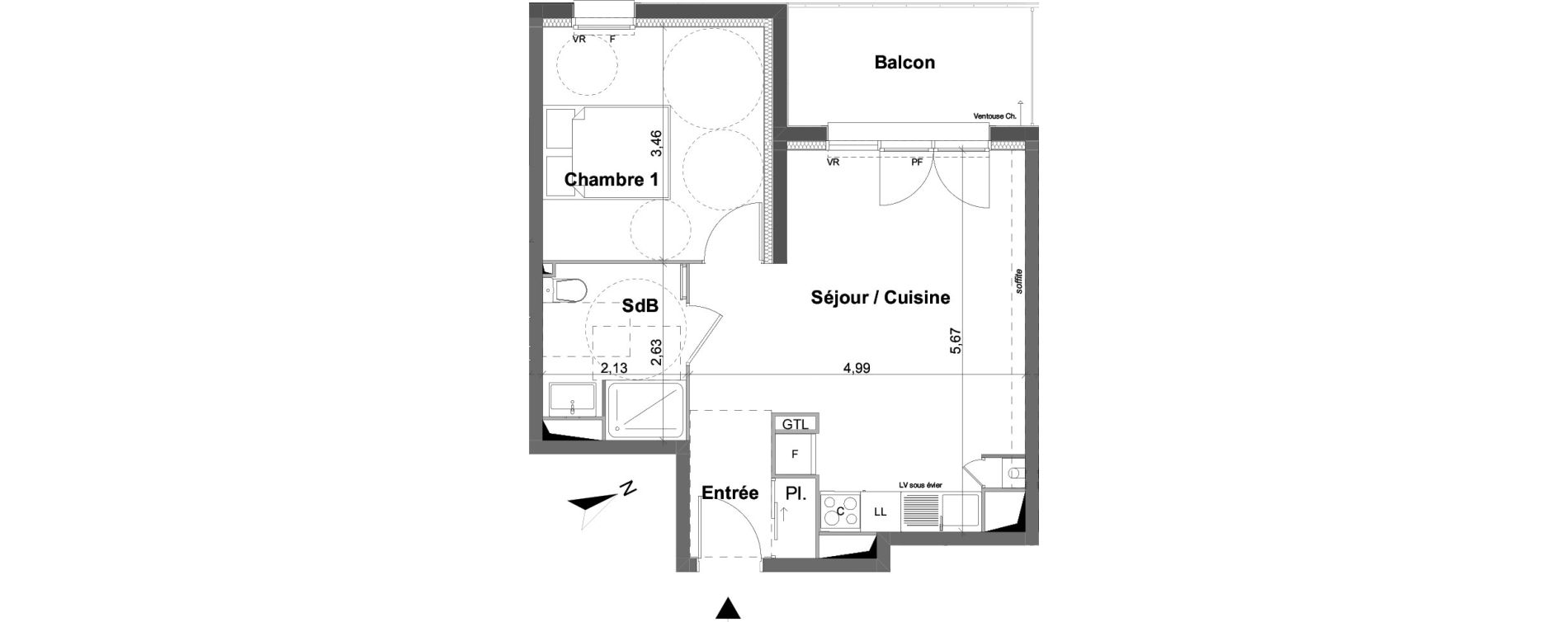 Appartement T2 de 42,52 m2 &agrave; Saran Centre