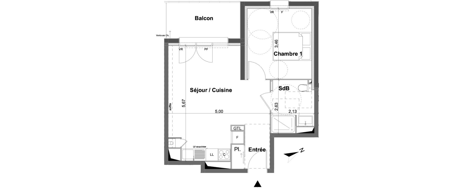 Appartement T2 de 42,05 m2 &agrave; Saran Centre