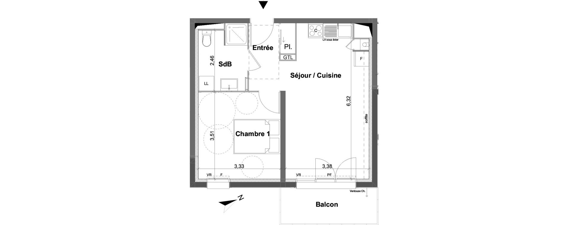 Appartement T2 de 41,60 m2 &agrave; Saran Centre