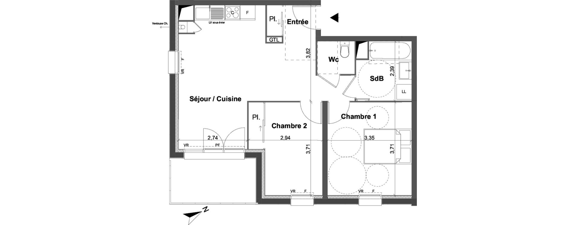 Appartement T3 de 56,35 m2 &agrave; Saran Centre