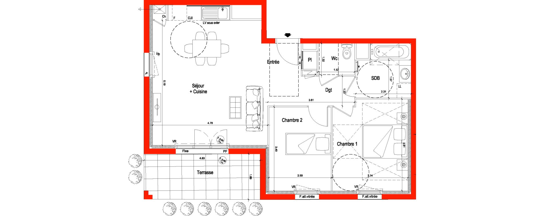 Appartement T3 de 61,00 m2 &agrave; Saran Centre