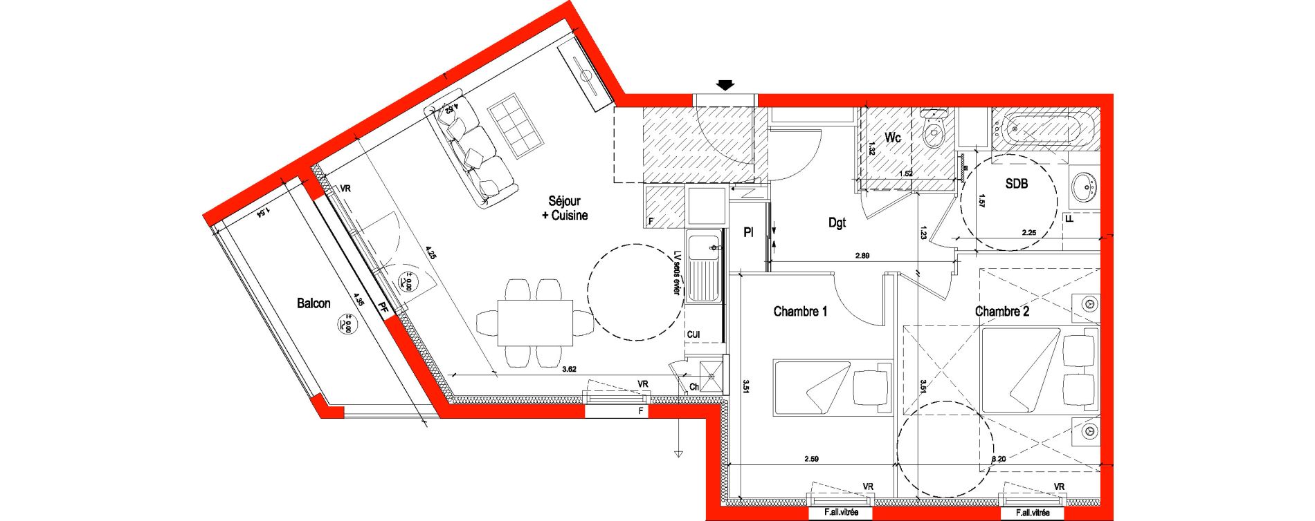 Appartement T3 de 60,50 m2 &agrave; Saran Centre