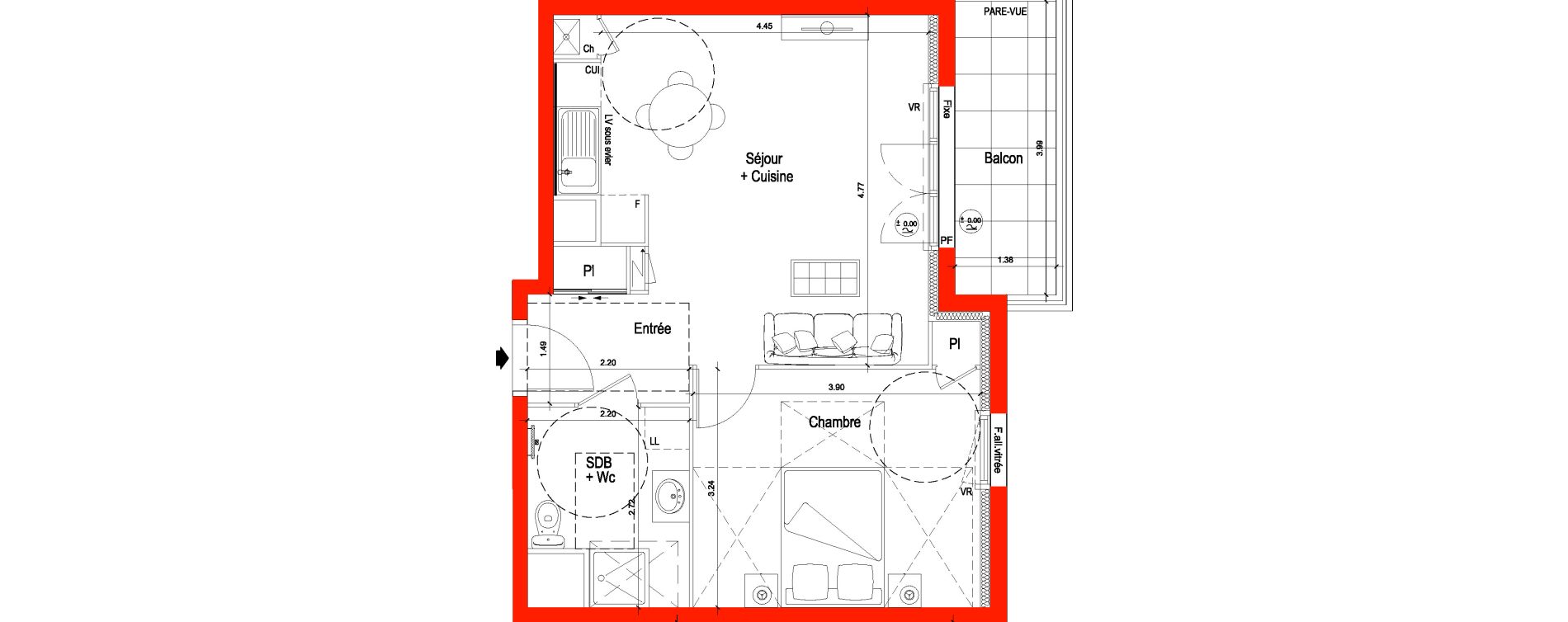 Appartement T2 de 43,50 m2 &agrave; Saran Centre