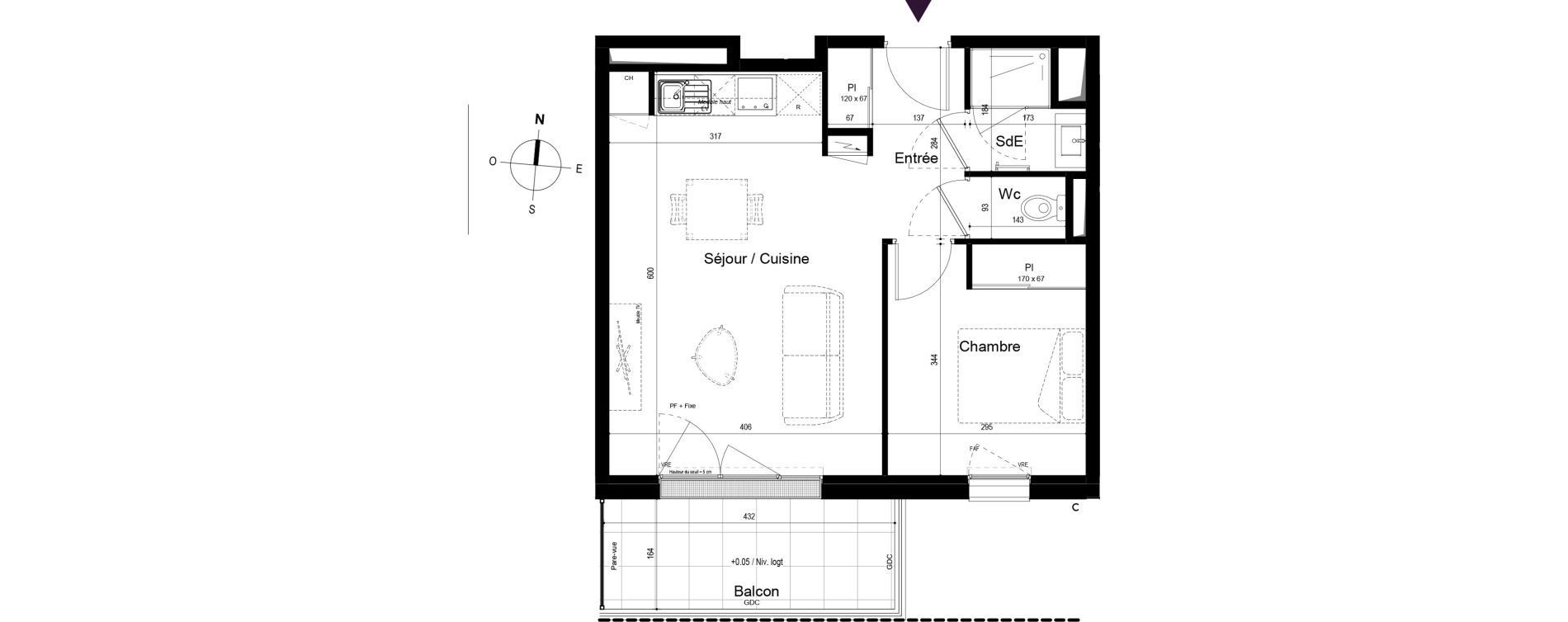 Appartement T2 de 41,86 m2 &agrave; Saran Centre