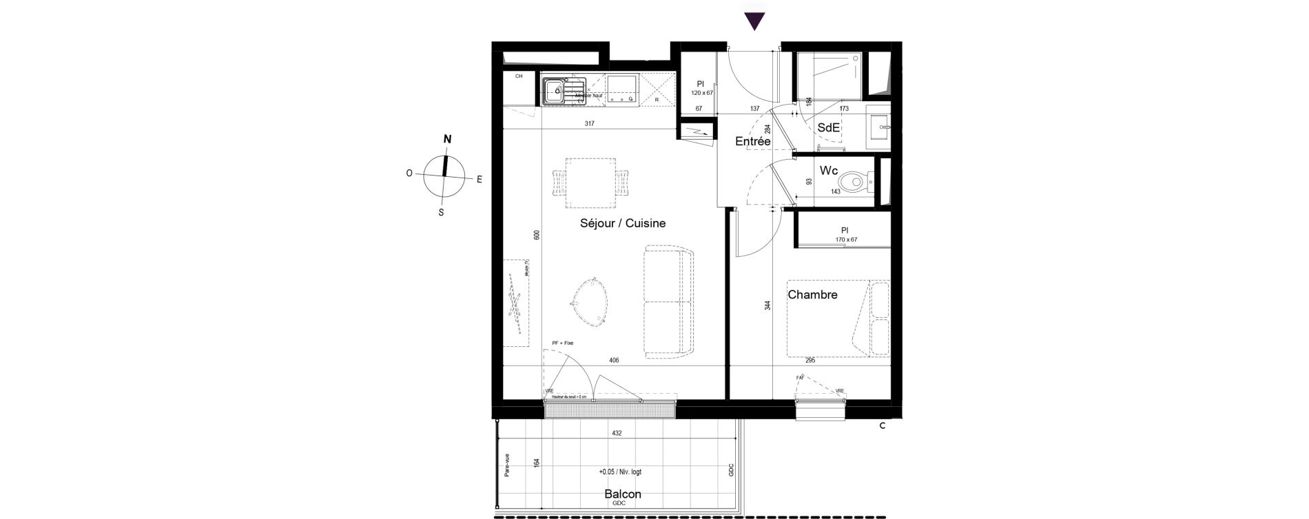 Appartement T2 de 41,86 m2 &agrave; Saran Centre