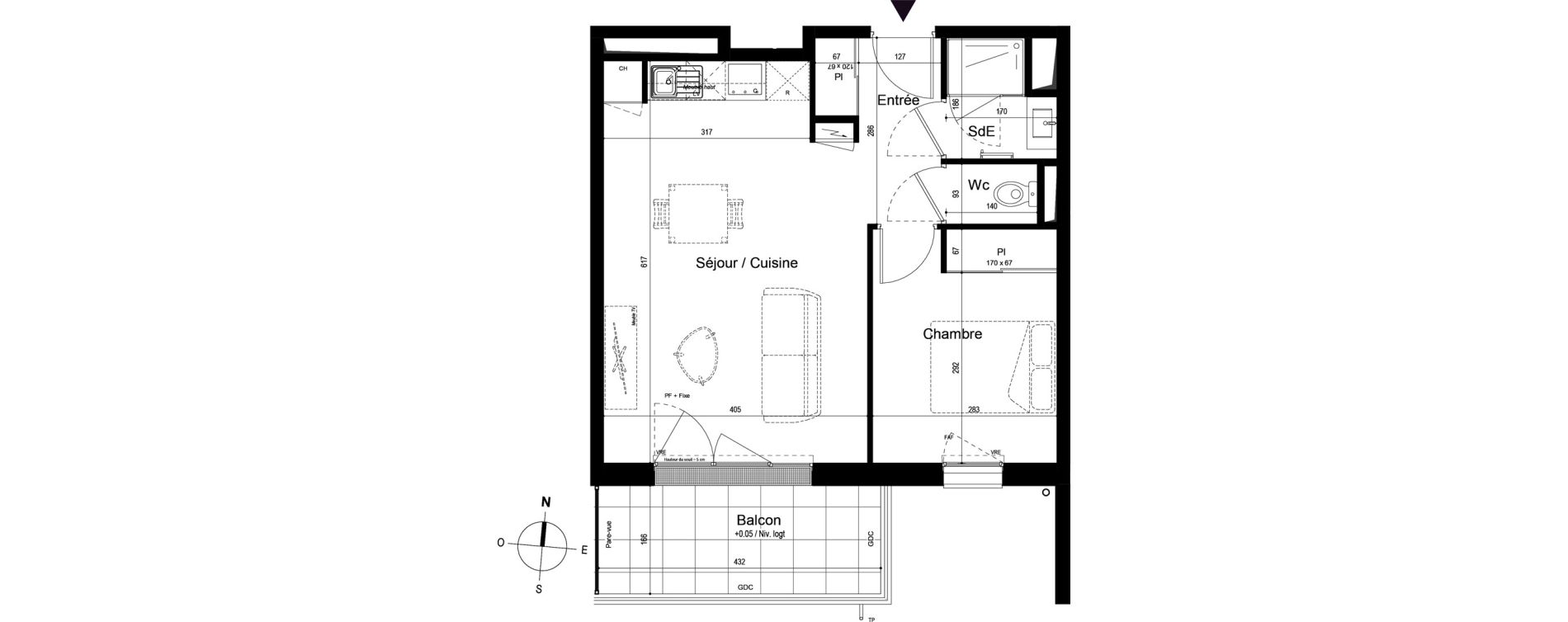 Appartement T2 de 42,23 m2 &agrave; Saran Centre