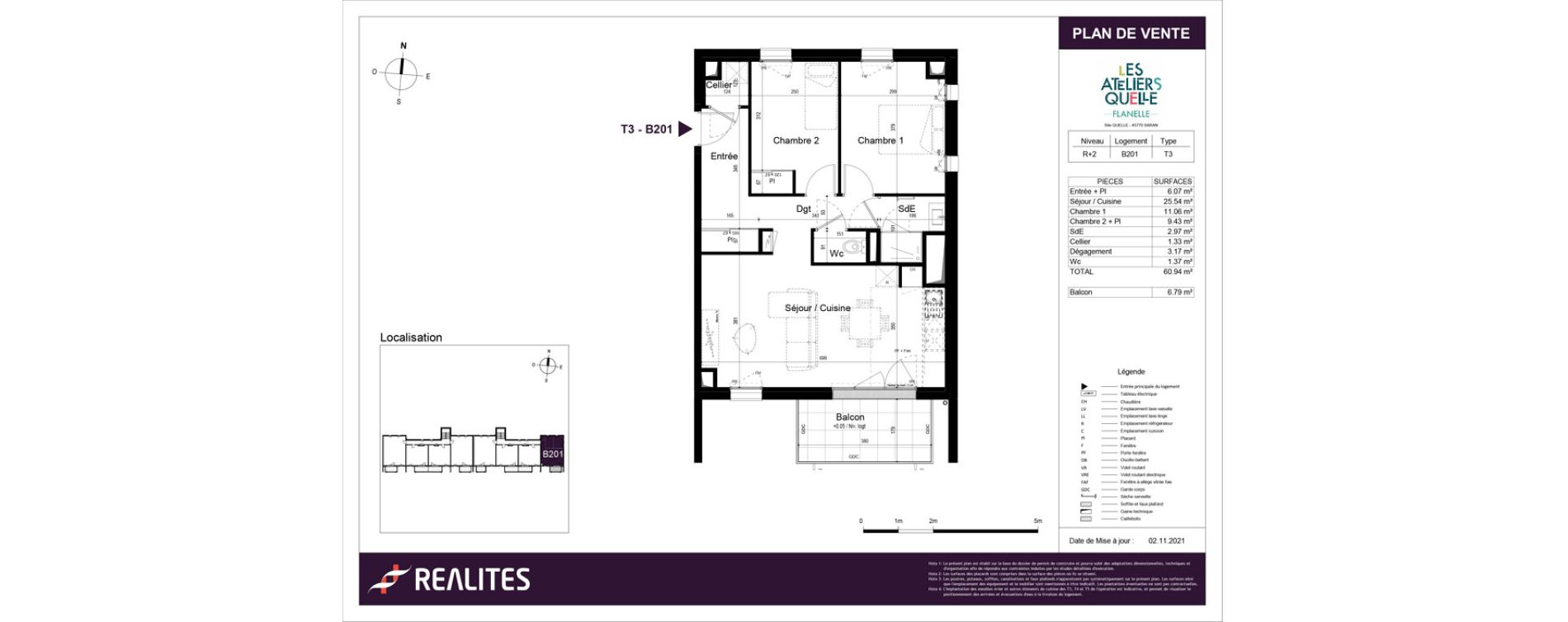 Appartement T3 de 60,94 m2 &agrave; Saran Centre