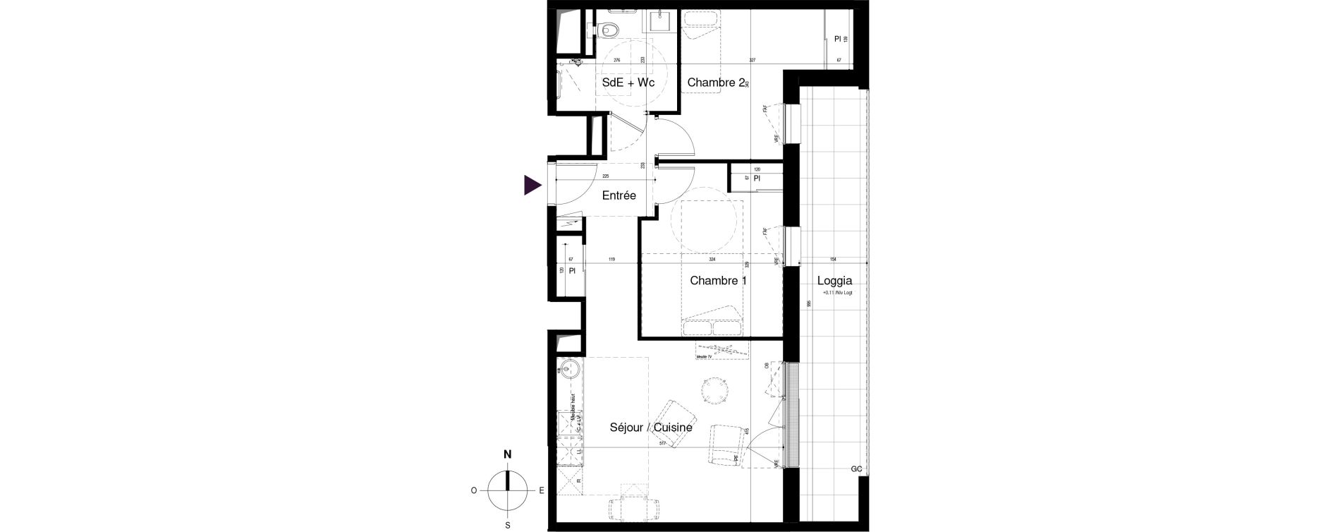 Appartement T3 meubl&eacute; de 58,00 m2 &agrave; Saran Centre