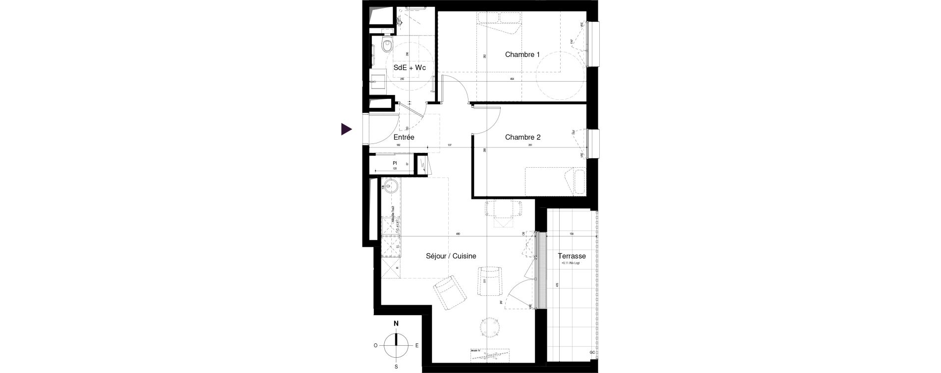 Appartement T3 meubl&eacute; de 58,51 m2 &agrave; Saran Centre