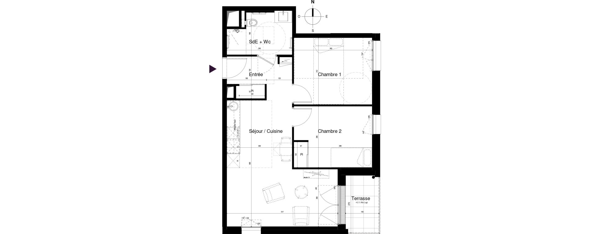 Appartement T3 meubl&eacute; de 56,35 m2 &agrave; Saran Centre