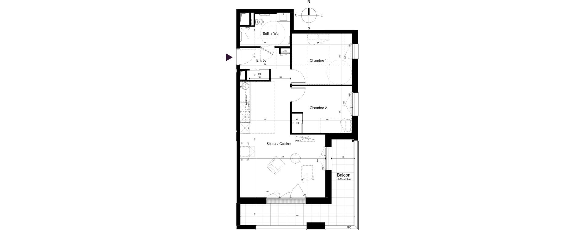 Appartement T3 meubl&eacute; de 62,30 m2 &agrave; Saran Centre