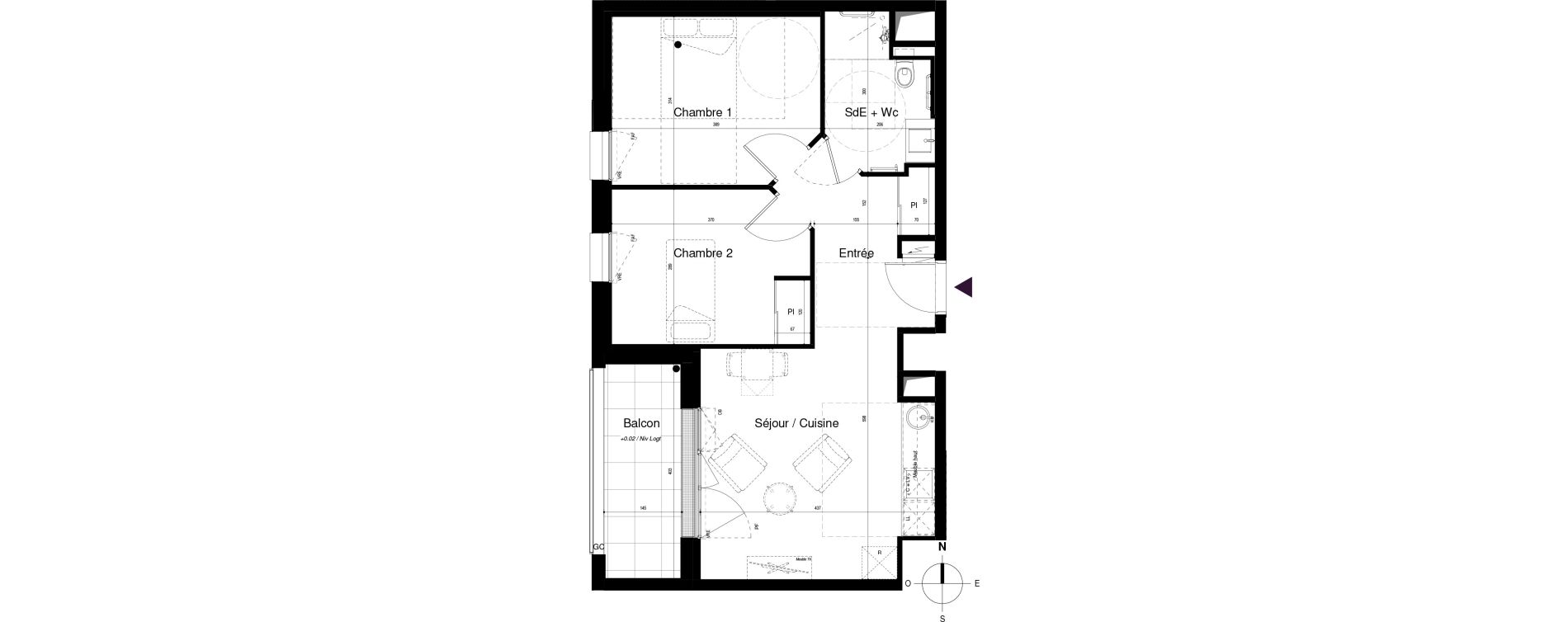 Appartement T3 meubl&eacute; de 52,30 m2 &agrave; Saran Centre