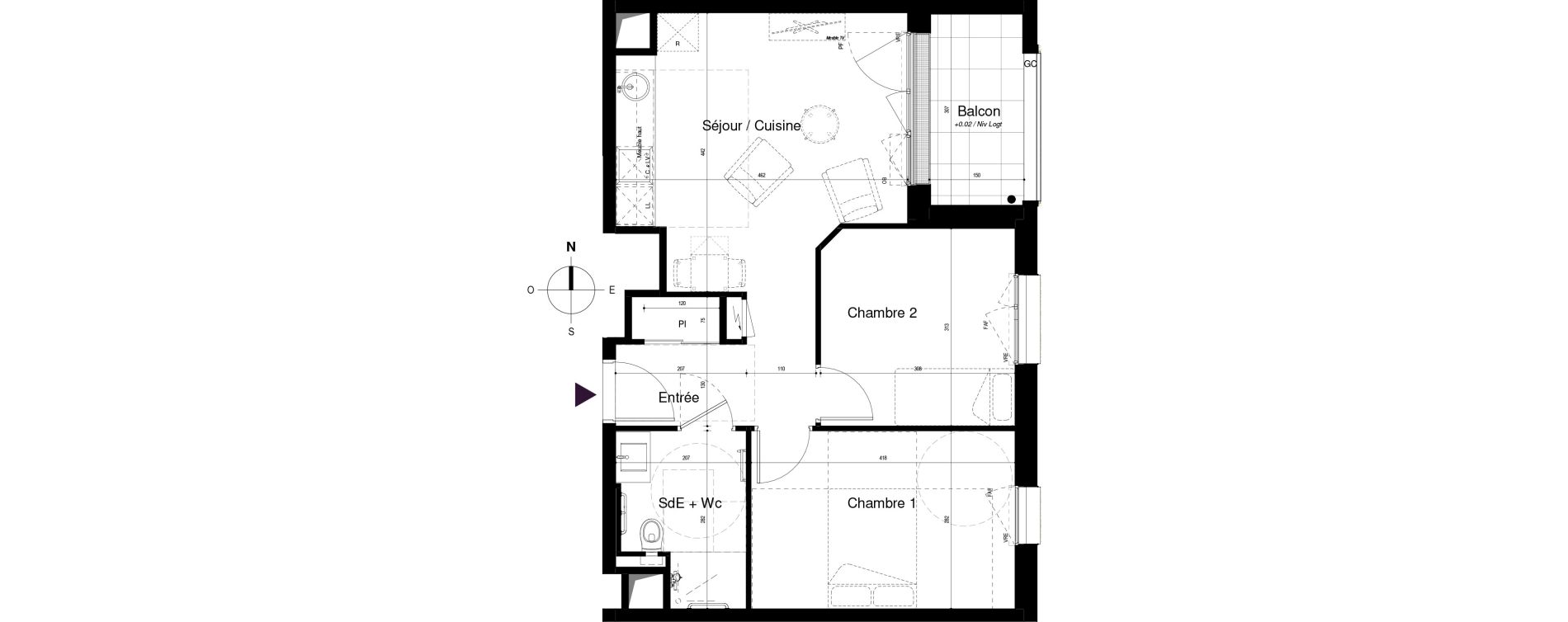 Appartement T3 meubl&eacute; de 50,08 m2 &agrave; Saran Centre