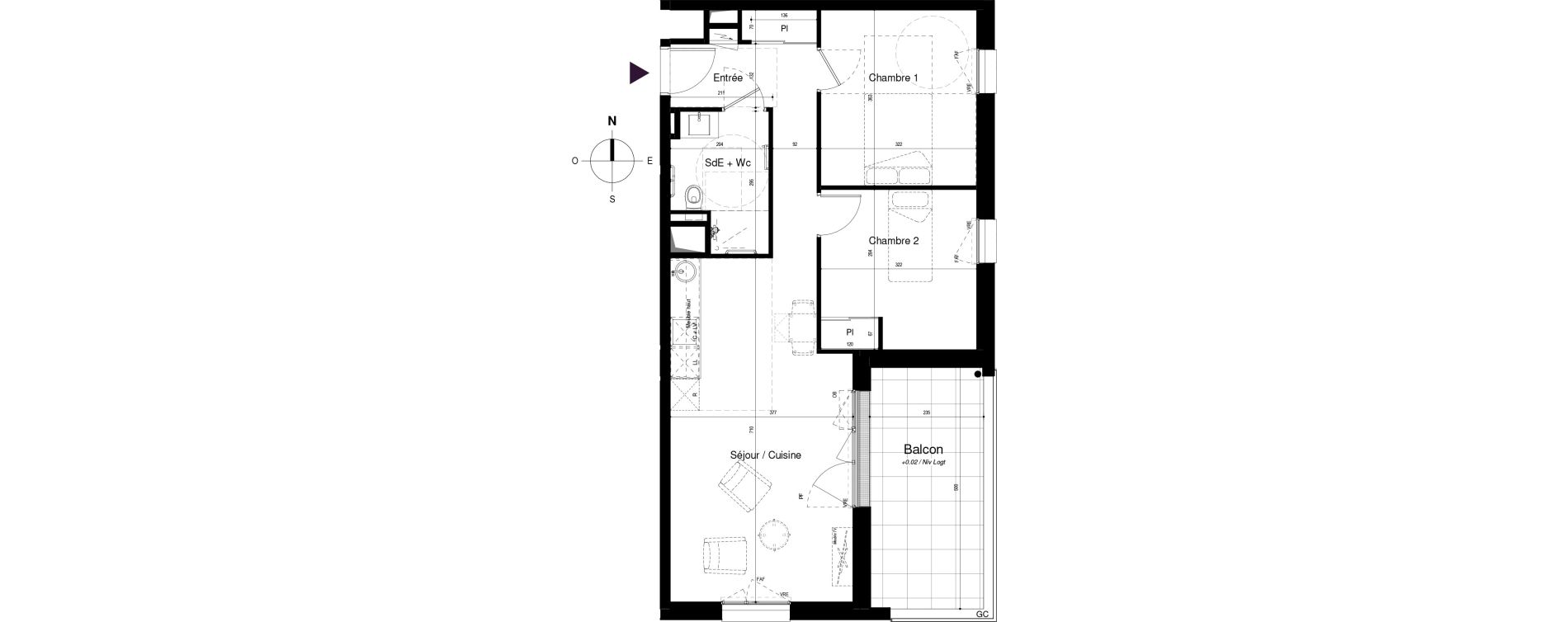 Appartement T3 meubl&eacute; de 60,69 m2 &agrave; Saran Centre