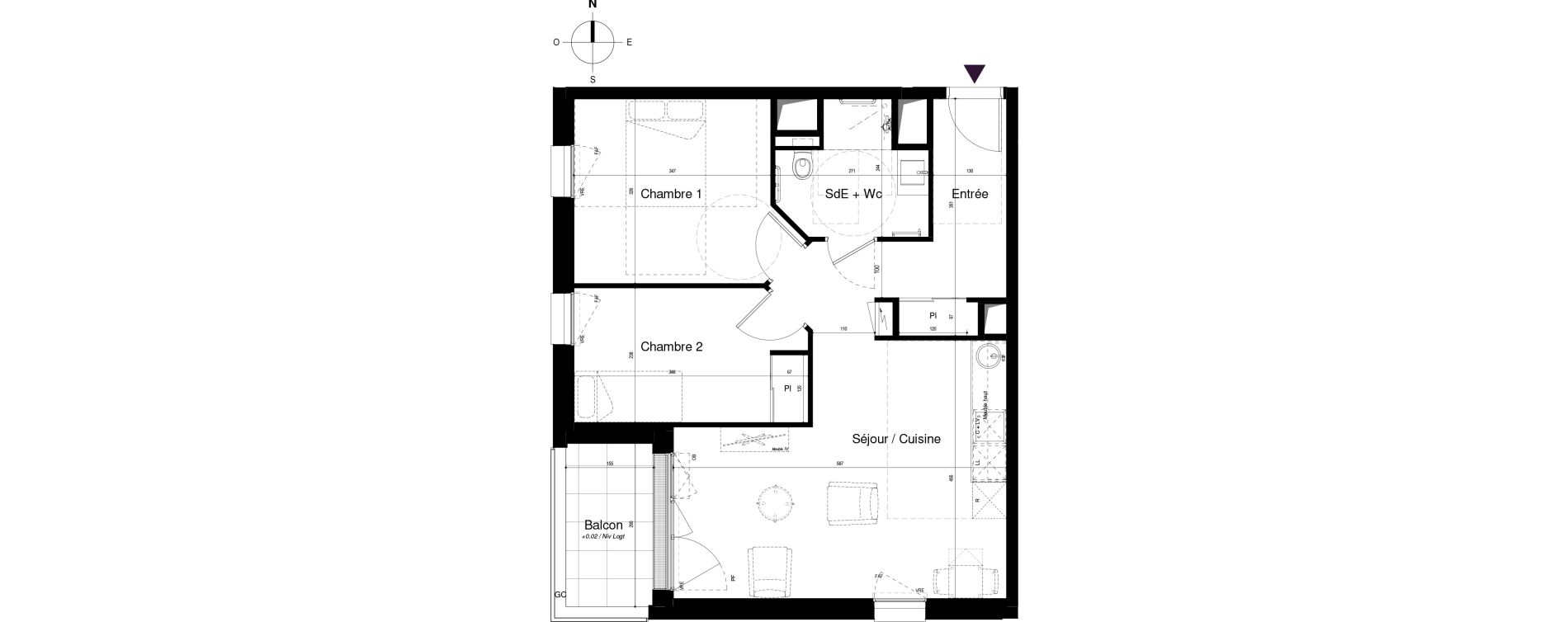 Appartement T3 meubl&eacute; de 58,33 m2 &agrave; Saran Centre