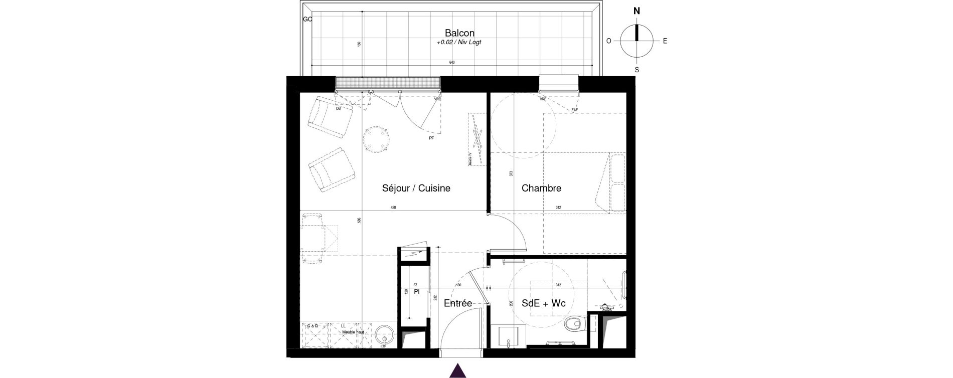 Appartement T2 meubl&eacute; de 41,47 m2 &agrave; Saran Centre