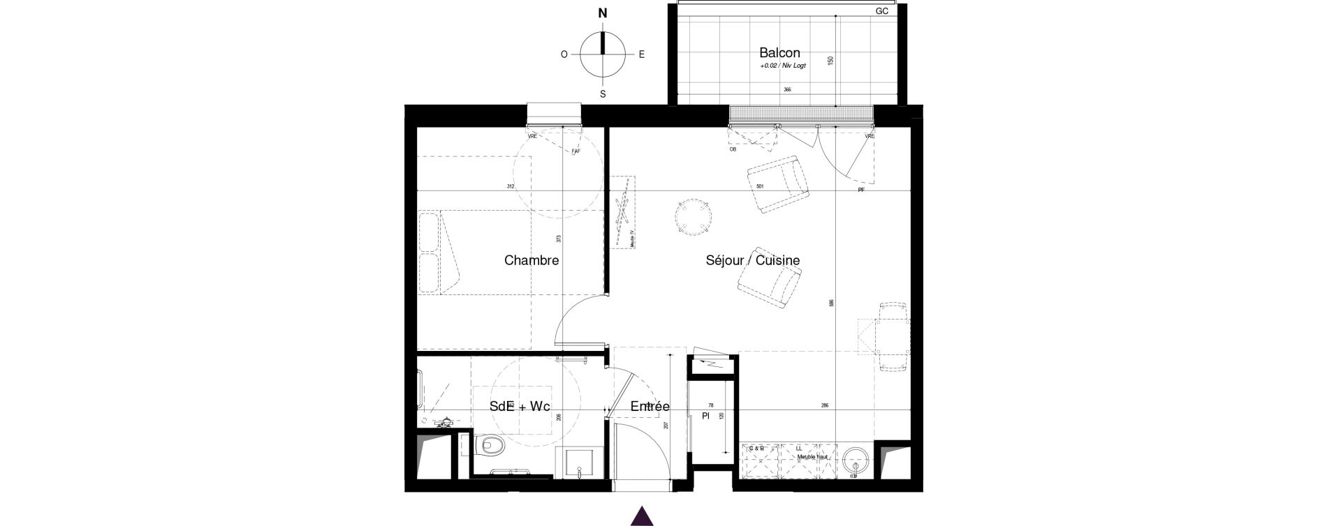 Appartement T2 meubl&eacute; de 45,45 m2 &agrave; Saran Centre
