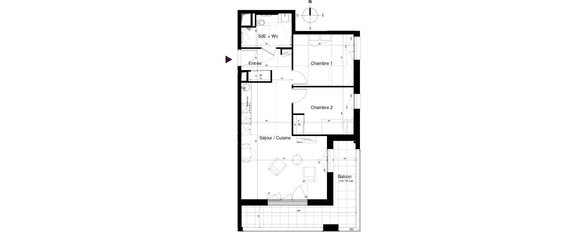 Appartement T3 meubl&eacute; de 62,30 m2 &agrave; Saran Centre