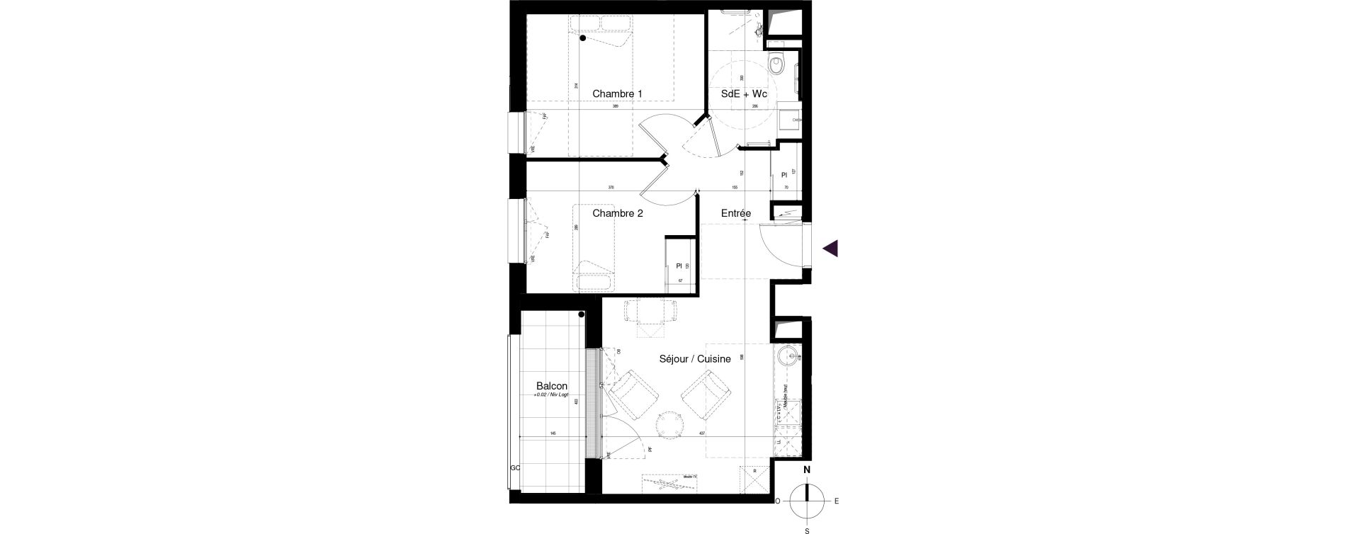 Appartement T3 meubl&eacute; de 52,30 m2 &agrave; Saran Centre