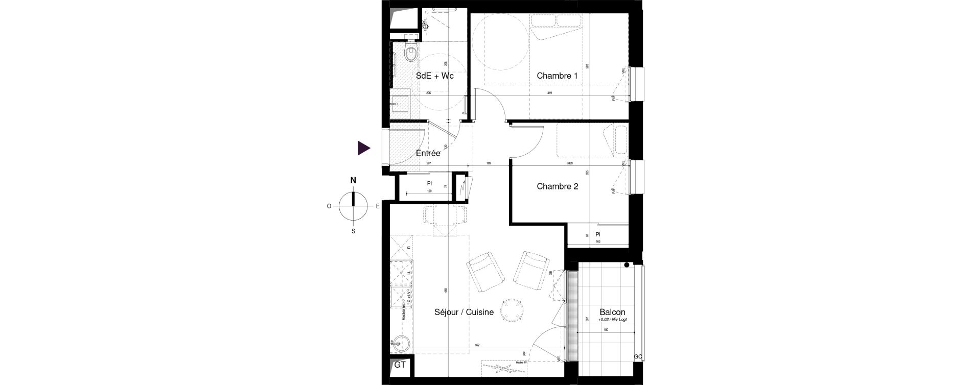 Appartement T3 meubl&eacute; de 52,39 m2 &agrave; Saran Centre