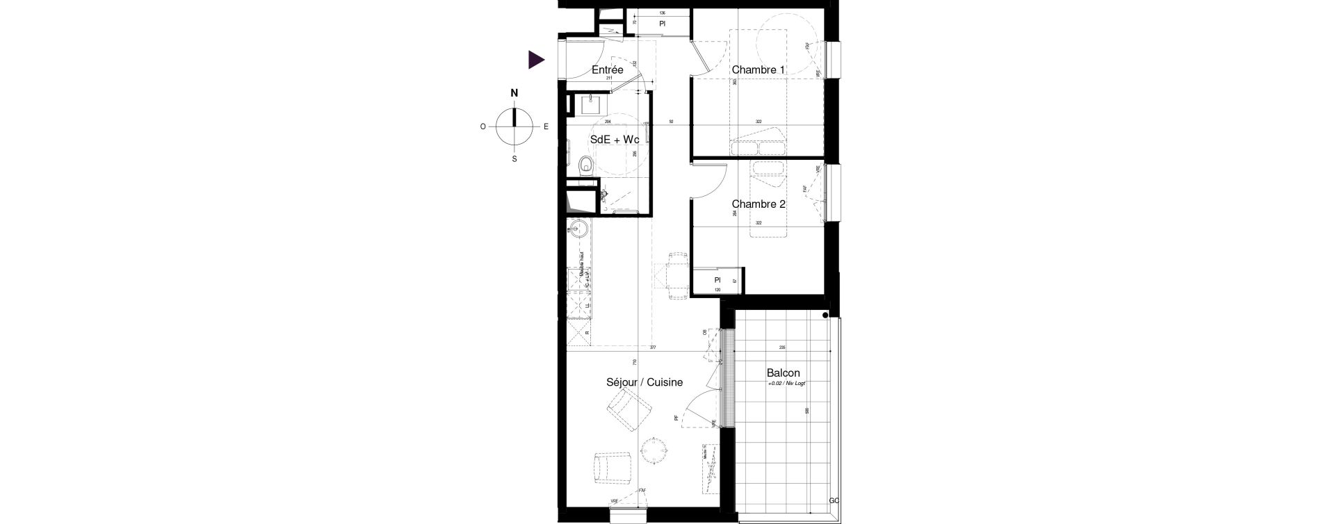 Appartement T3 meubl&eacute; de 60,69 m2 &agrave; Saran Centre