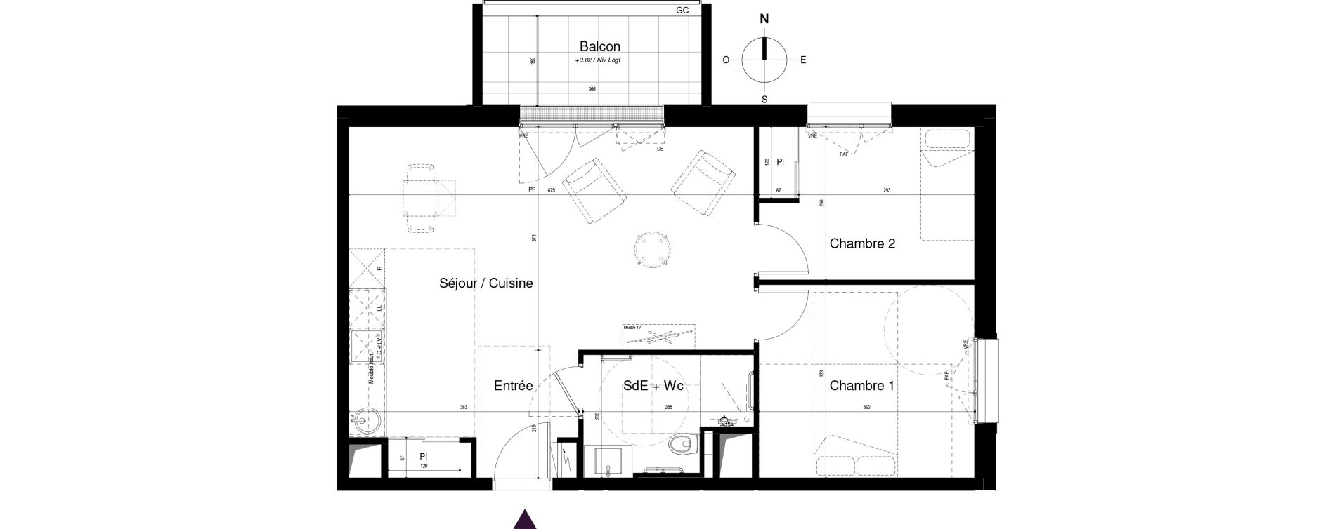 Appartement T3 meubl&eacute; de 58,43 m2 &agrave; Saran Centre