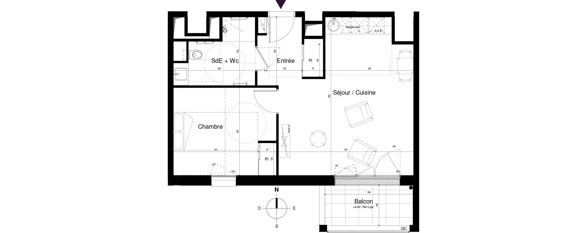 Appartement T2 meubl&eacute; de 46,73 m2 &agrave; Saran Centre