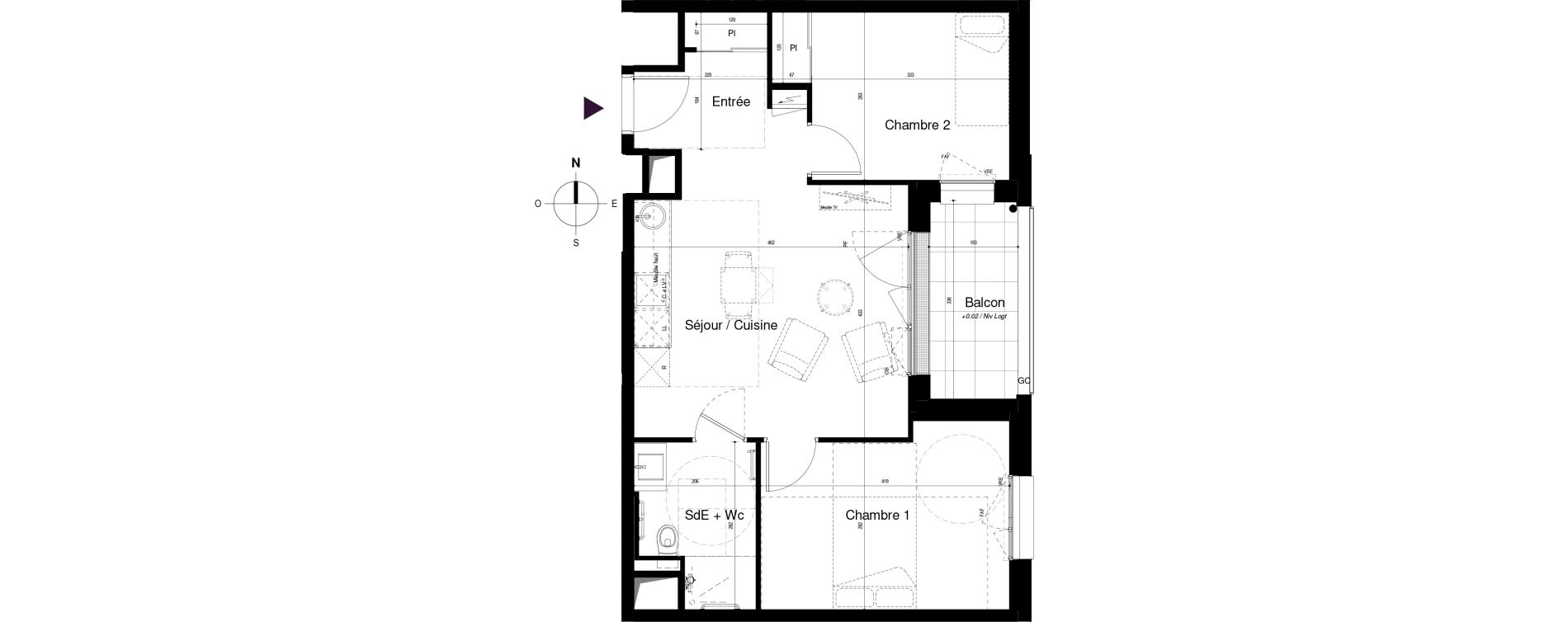 Appartement T3 meubl&eacute; de 53,11 m2 &agrave; Saran Centre