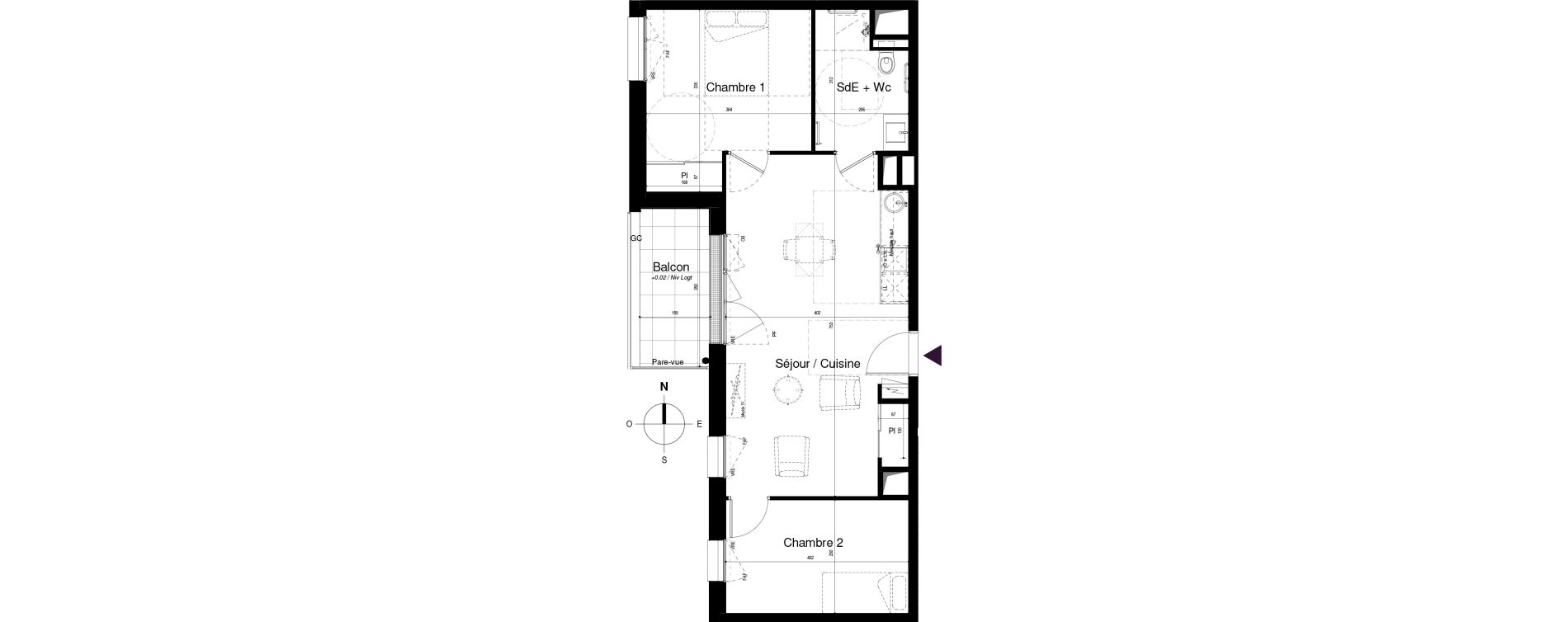 Appartement T3 meubl&eacute; de 57,60 m2 &agrave; Saran Centre