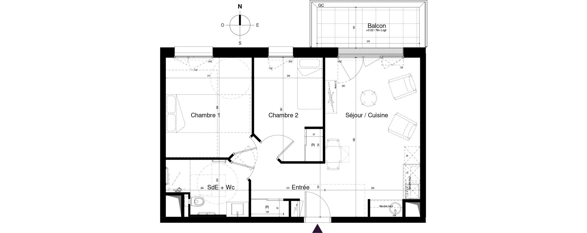 Appartement T3 meubl&eacute; de 51,99 m2 &agrave; Saran Centre