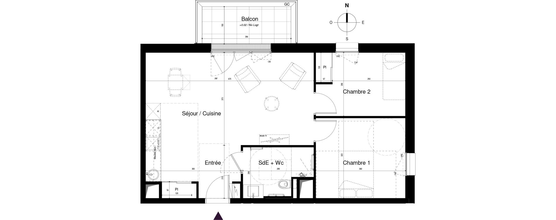 Appartement T3 meubl&eacute; de 58,43 m2 &agrave; Saran Centre
