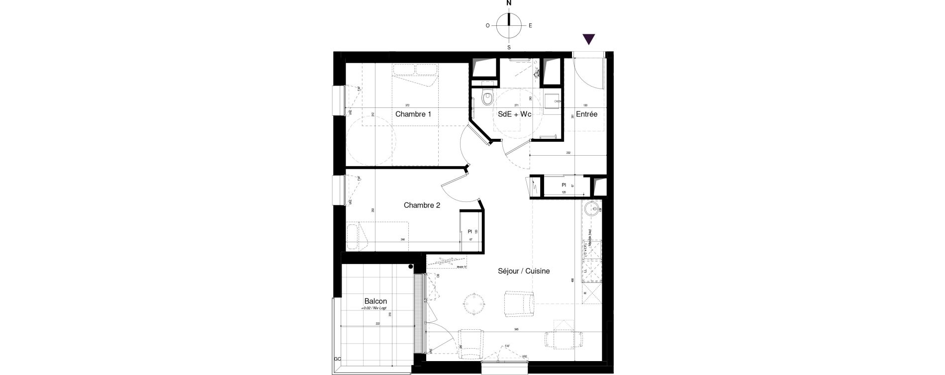 Appartement T3 meubl&eacute; de 59,33 m2 &agrave; Saran Centre