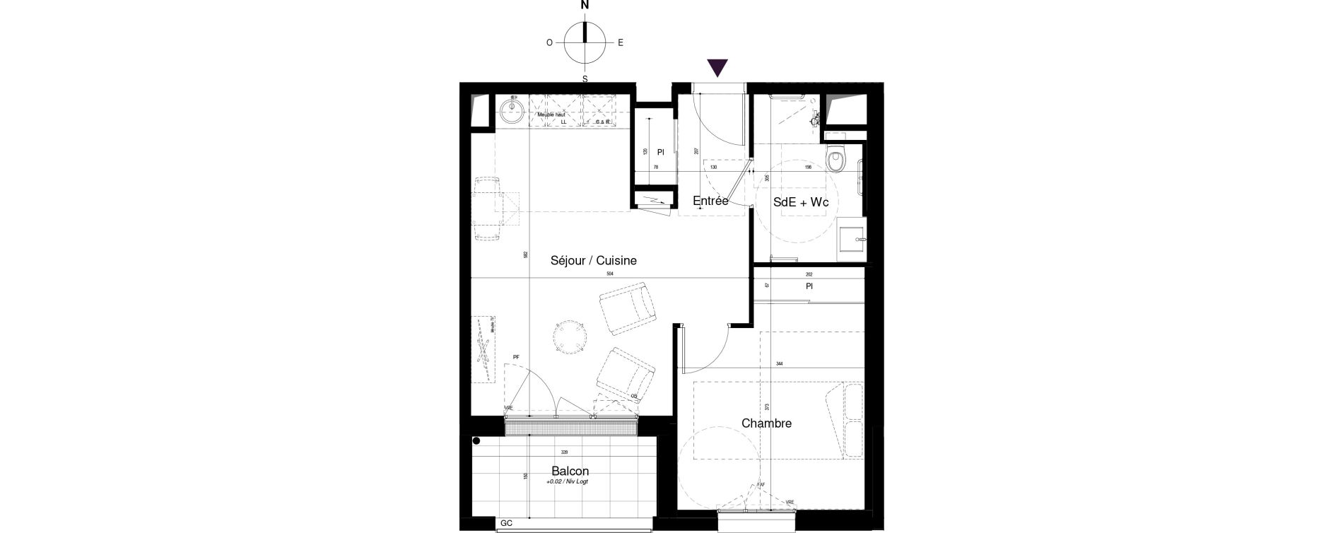 Appartement T2 meubl&eacute; de 44,90 m2 &agrave; Saran Centre