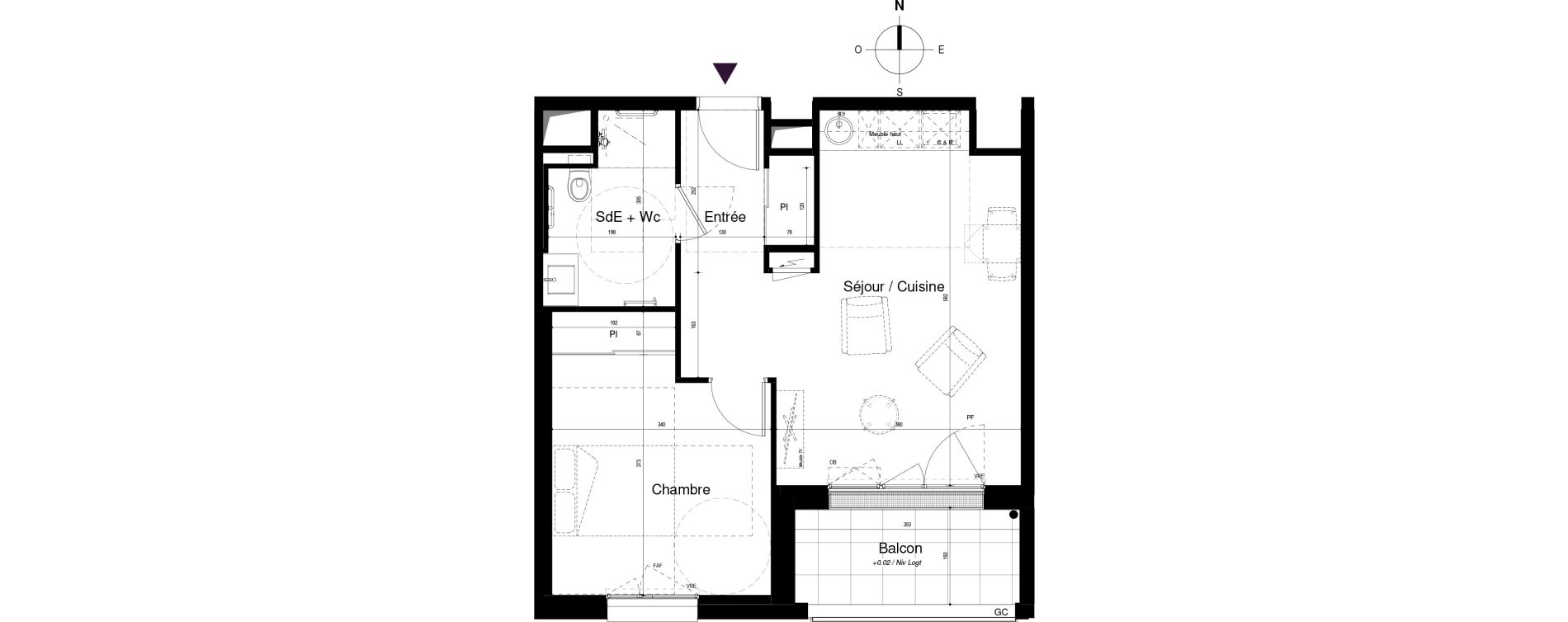 Appartement T2 meubl&eacute; de 45,39 m2 &agrave; Saran Centre