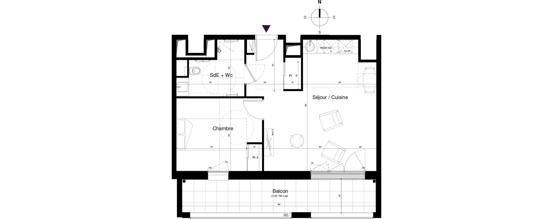 Appartement T2 meubl&eacute; de 46,73 m2 &agrave; Saran Centre