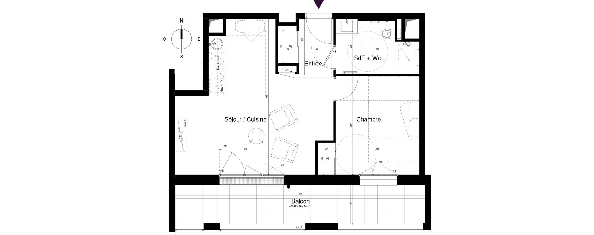 Appartement T2 meubl&eacute; de 46,72 m2 &agrave; Saran Centre