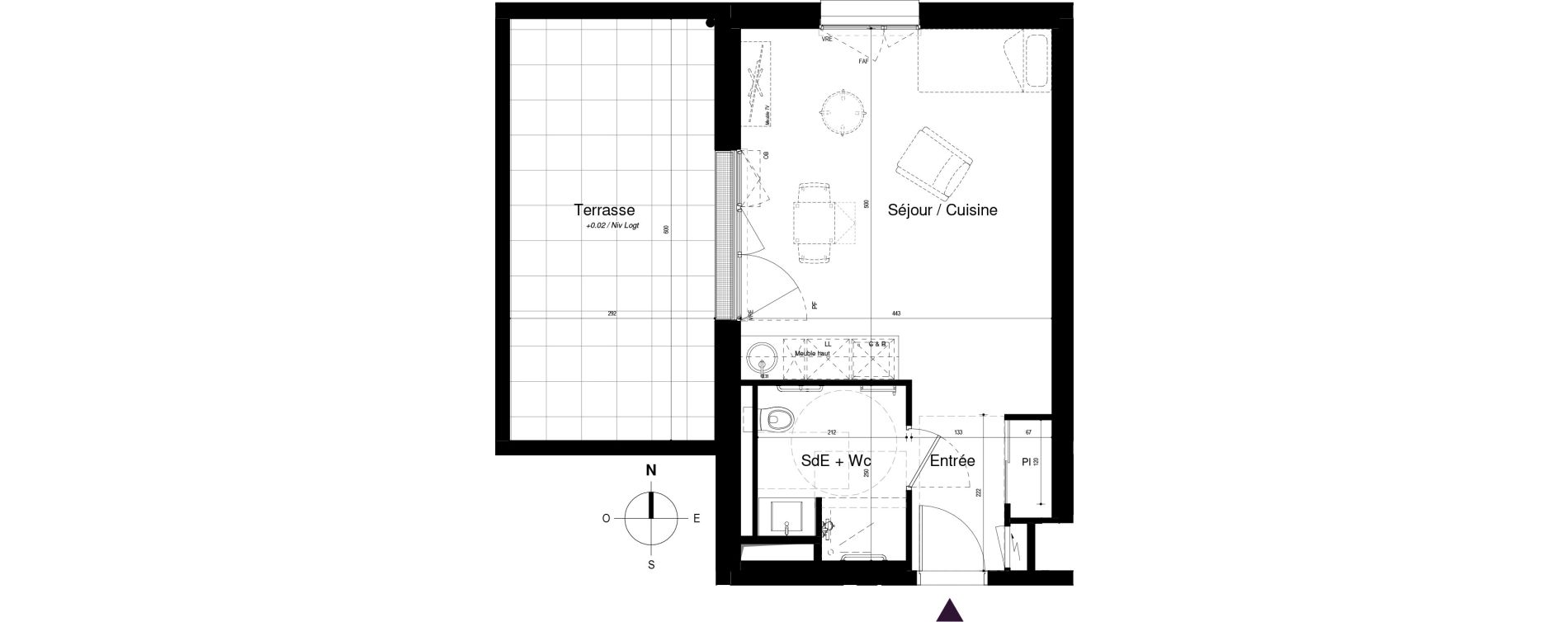 Appartement T1 meubl&eacute; de 31,96 m2 &agrave; Saran Centre