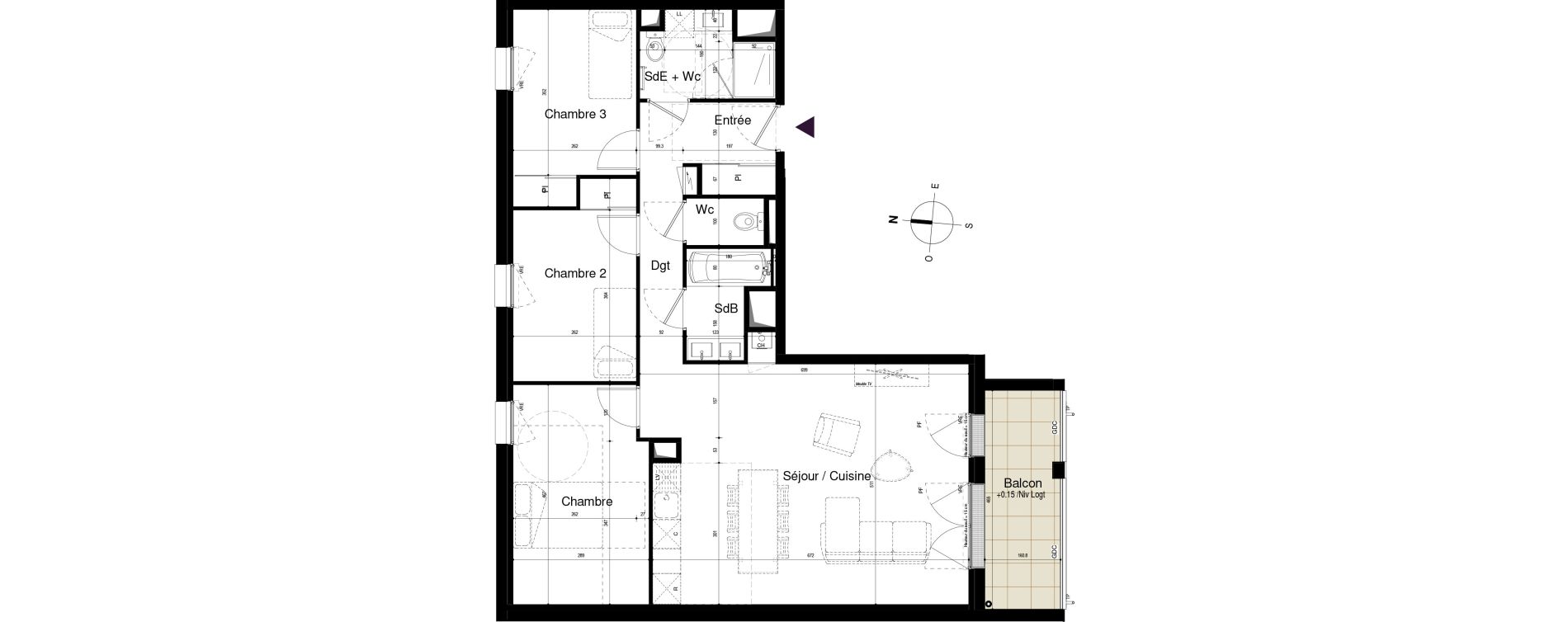 Appartement T4 de 86,86 m2 &agrave; Saran Centre