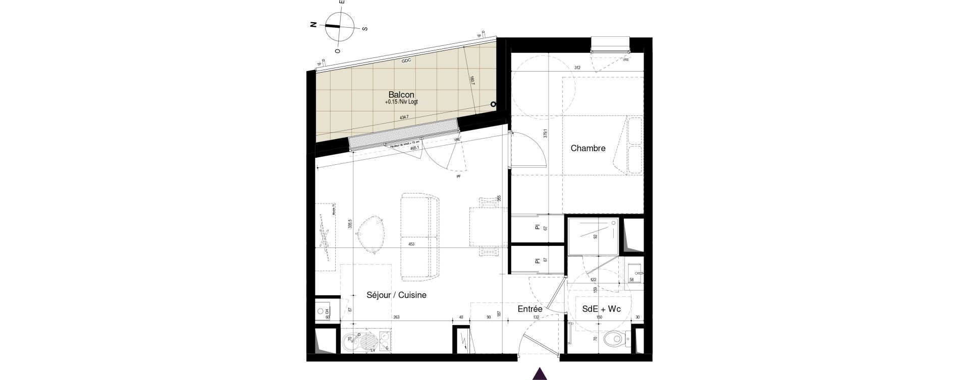 Appartement T2 de 42,95 m2 &agrave; Saran Centre