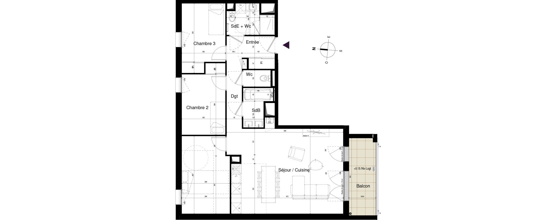 Appartement T4 de 86,88 m2 &agrave; Saran Centre