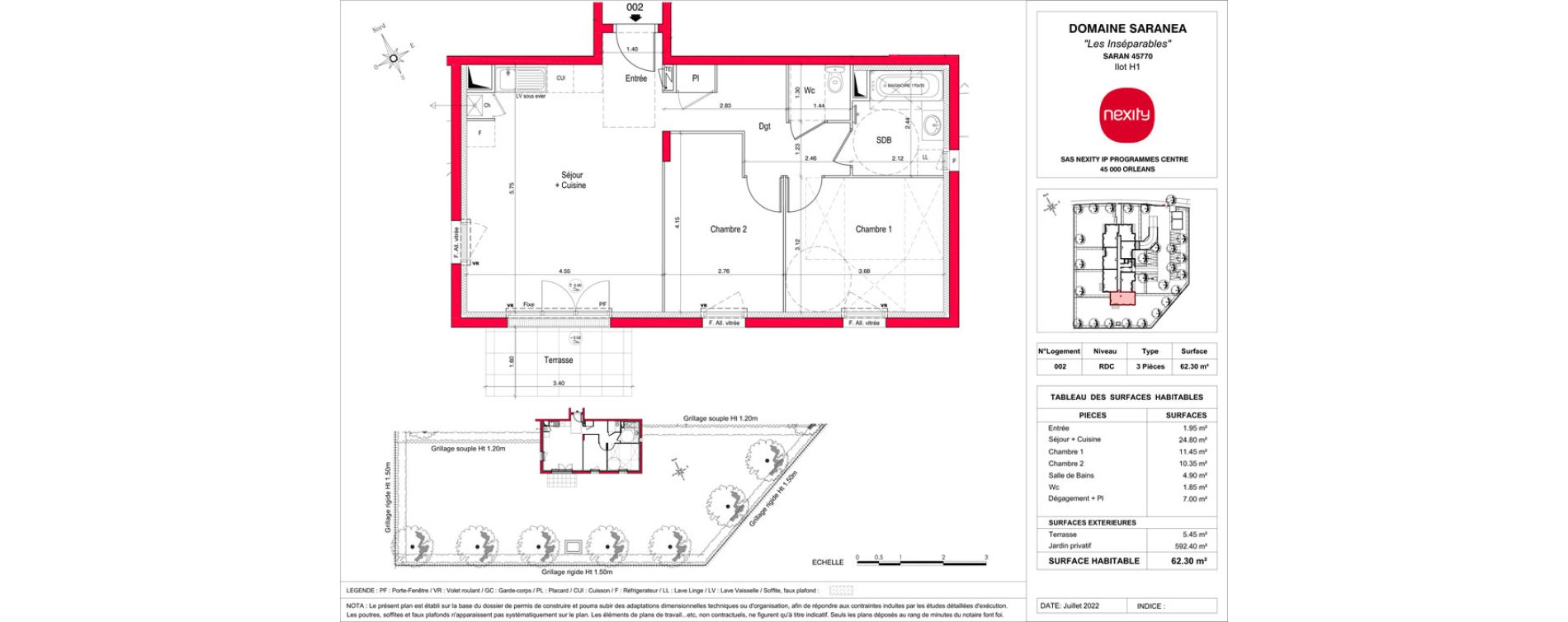 Appartement T3 de 62,30 m2 &agrave; Saran Centre